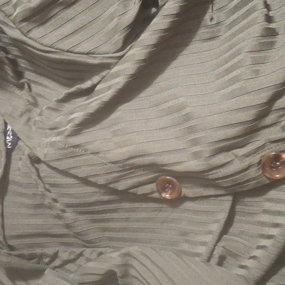 Messini Olive Green Button-Up Dress